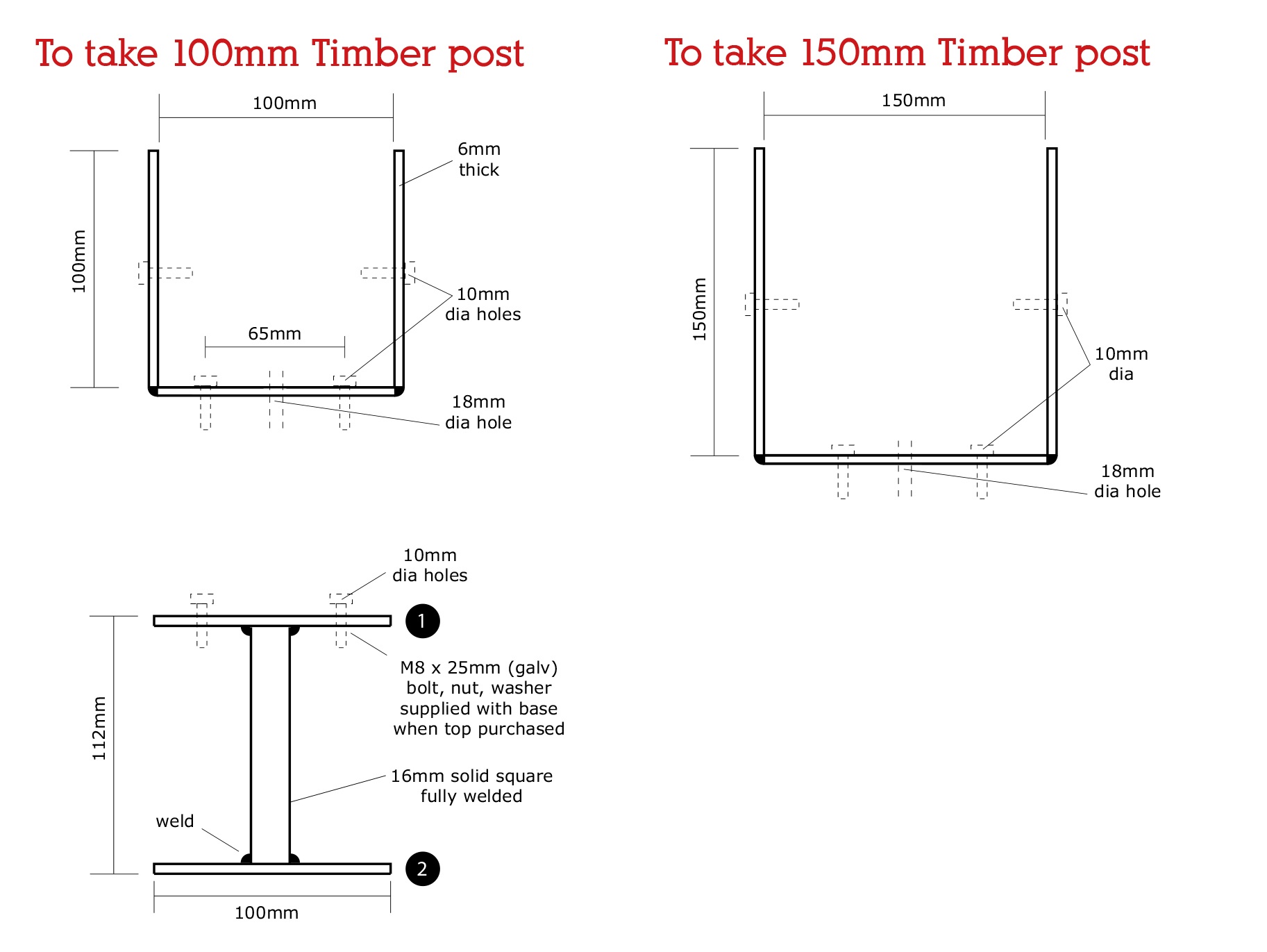 Timber Post Support Type 2 Diagram